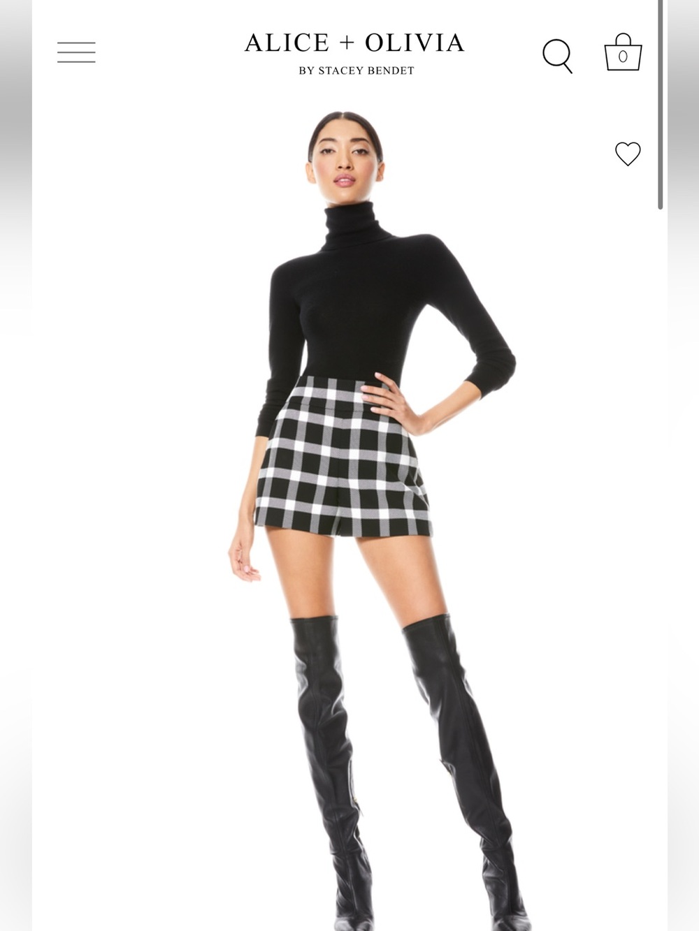 Alice + Olivia DONALD HIGH WAIST PLAID SHORT